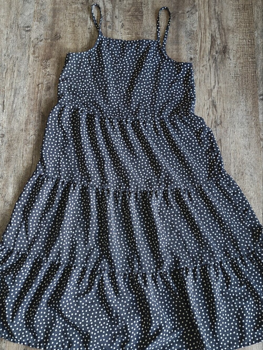 H&M Black Midi Skirt with White Polka Dots